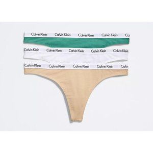 Calvin Klein Women's Carousel Logo Cotton Thong Panty 3-Pack- Multicolor, XL
